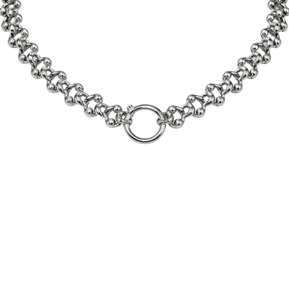 Ring Center Ball Chain Necklace - Stainless Steel