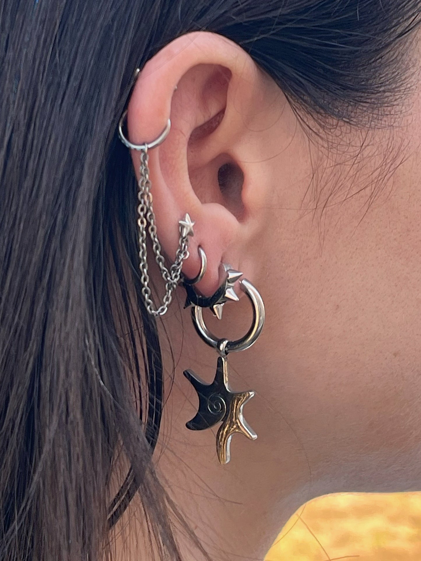 Spiral Sun Dangling Hoop Earrings - Pair - Stainless Steel