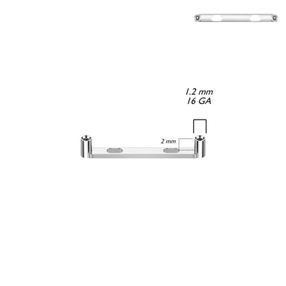 Internally Threaded Flat Surface Barbell Base with 2 Holes - ASTM F-136 Implant Grade Titanium