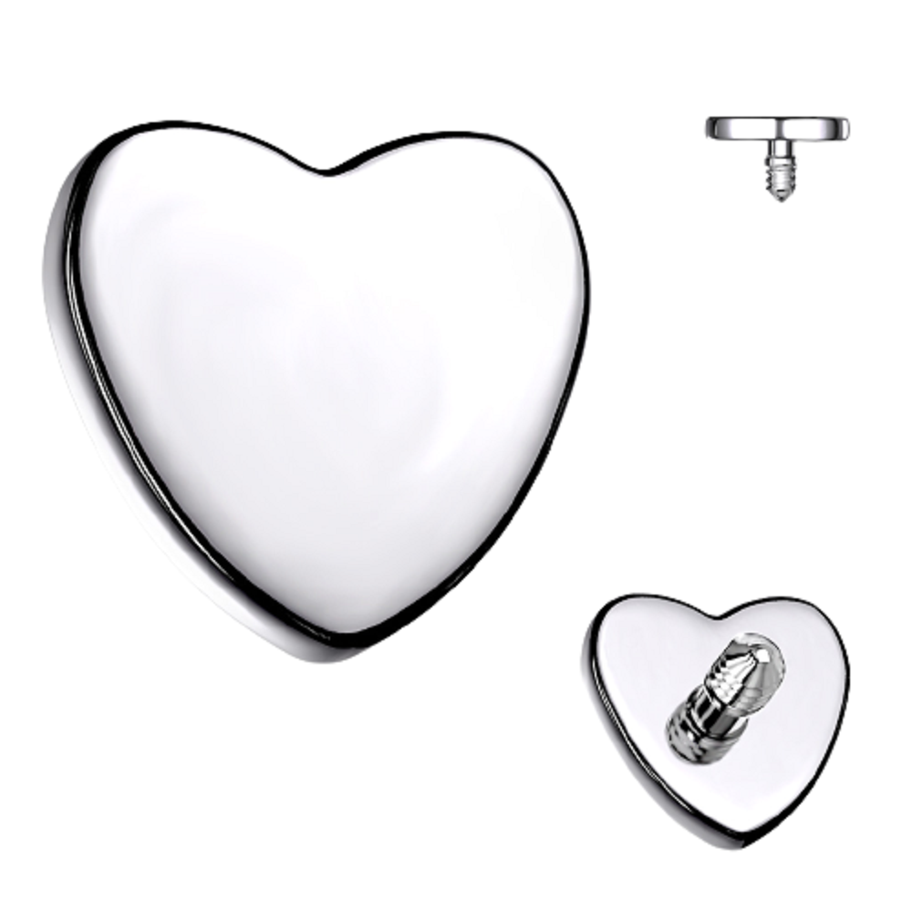 Flat Heart Shaped Internally Threaded Dermal Anchor Top - G23 Implant Grade Titanium