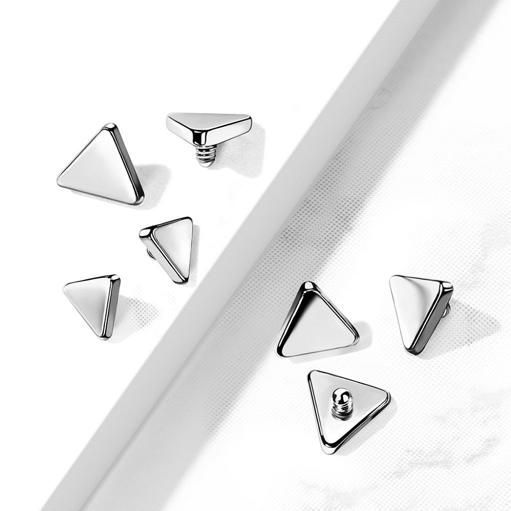 Flat Triangle Shaped Internally Threaded Dermal Anchor Top - G23 Implant Grade Titanium