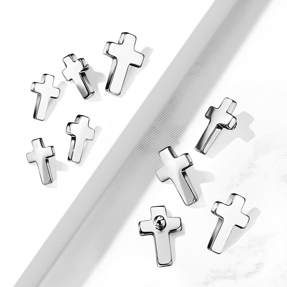 Flat Cross Shaped Internally Threaded Dermal Anchor Top - G23 Implant Grade Titanium