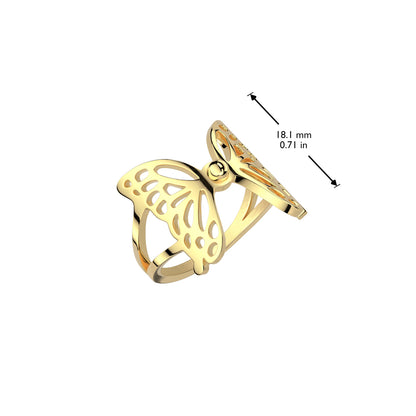 Hollow Butterfly Cutout Ring - Gold IP 316L Stainless Steel