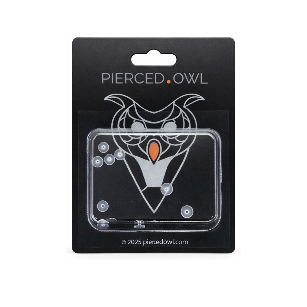 Set of 10 Clear Acrylic 4mm Dermal Anchor Retainer Tops