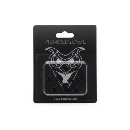 Set of 10 Black Acrylic Dermal Anchor Retainer Tops 4mm, Metal Free, Allergy Free