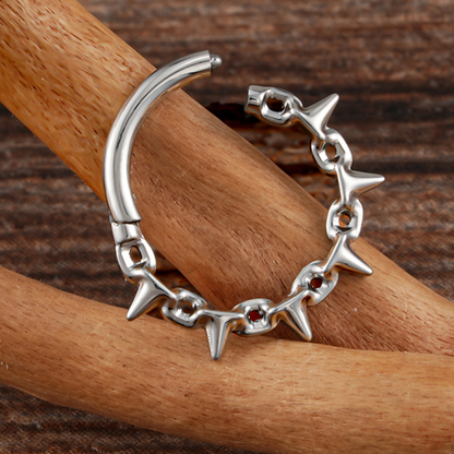 Spike and Chain Hinged Segment Clicker Ring - ASTM F-136 Implant Grade Titanium