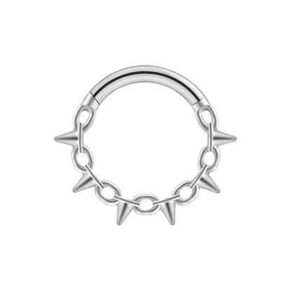 Spike and Chain Hinged Segment Clicker Ring - ASTM F-136 Implant Grade Titanium