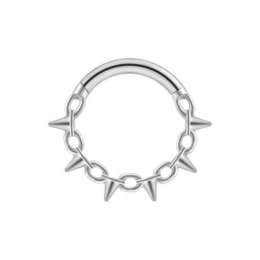 Spike and Chain Hinged Segment Clicker Ring - ASTM F-136 Implant Grade Titanium