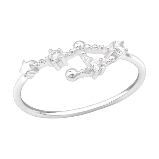 Libra CZ Crystal Zodiac Sign Constellation Ring - 925 Sterling Silver