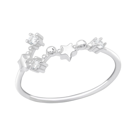 Scorpio CZ Crystal Zodiac Sign Constellation Ring - 925 Sterling Silver
