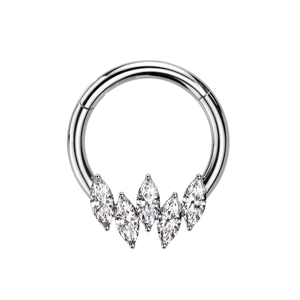 Multi CZ Crystal Marquise Hinged Segment Ring - 316L Stainless Steel