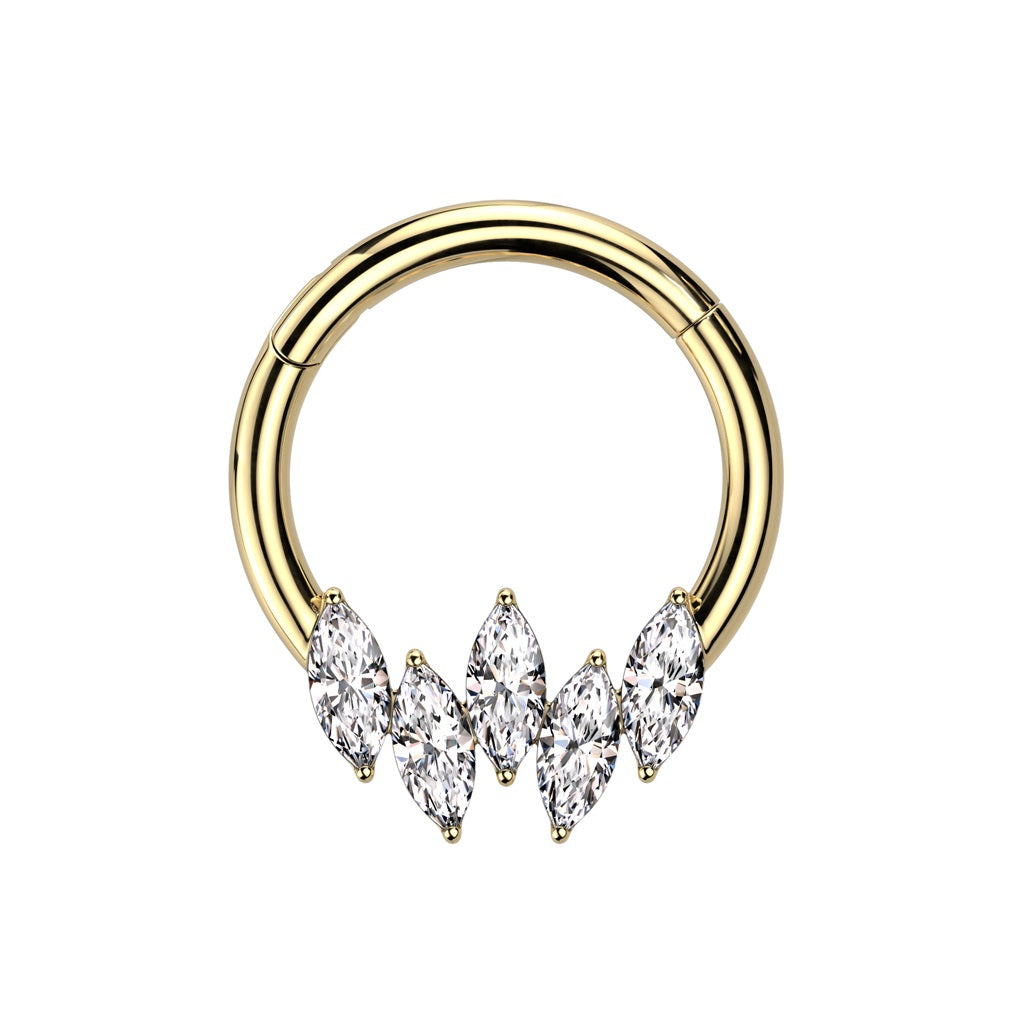 Multi CZ Crystal Marquise Hinged Segment Ring - 316L Stainless Steel