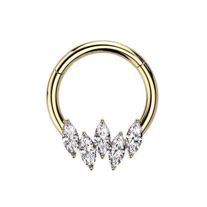 Multi CZ Crystal Marquise Hinged Segment Ring - 316L Stainless Steel