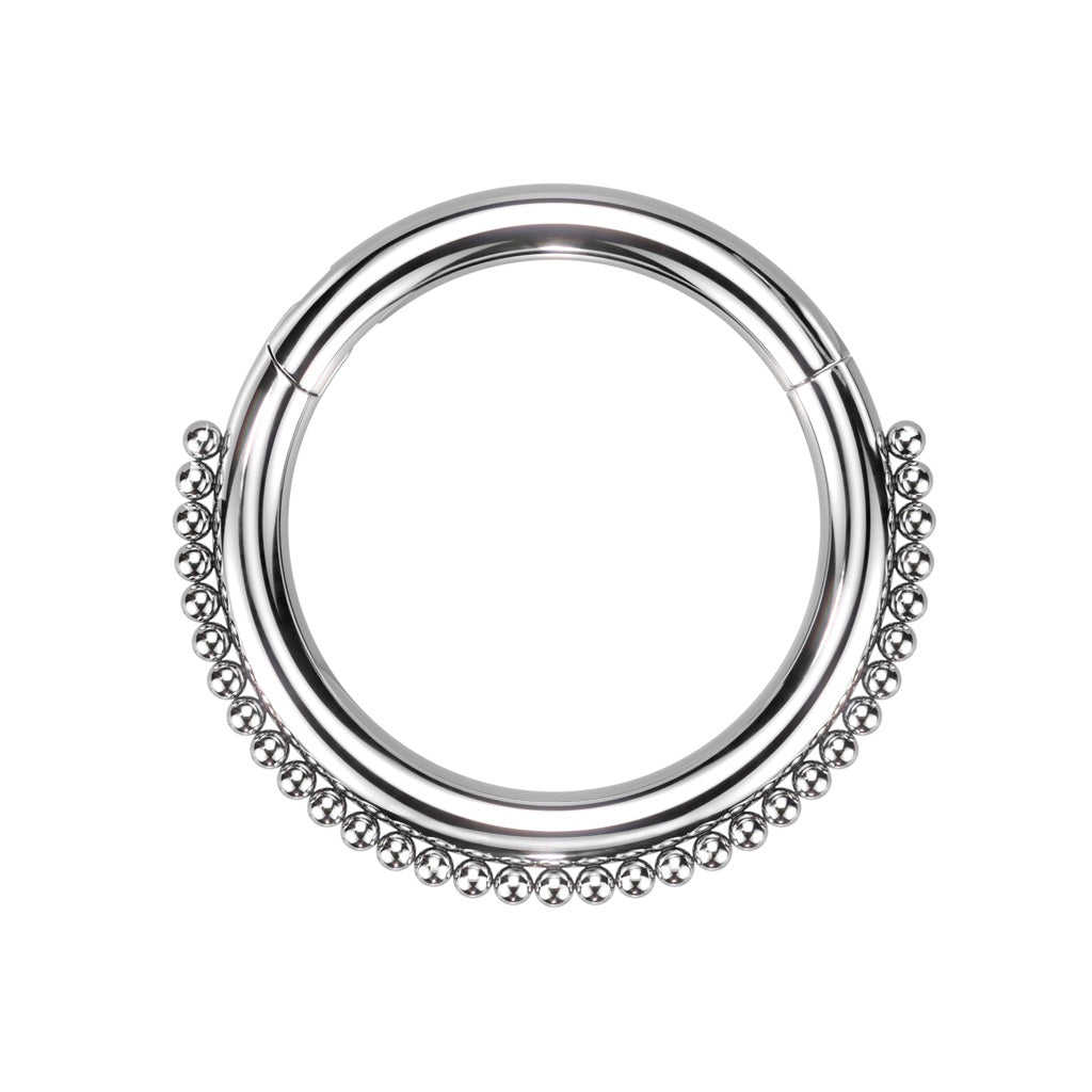 Beaded Ball Lined Front Hinged Segment Clicker Ring - 16GA 316L Stainless Steel