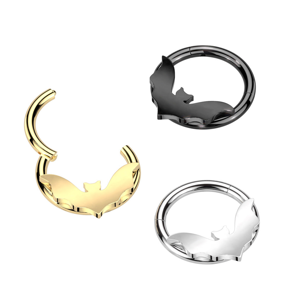 Bat Hinged Segment Clicker Ring - 316L Stainless Steel