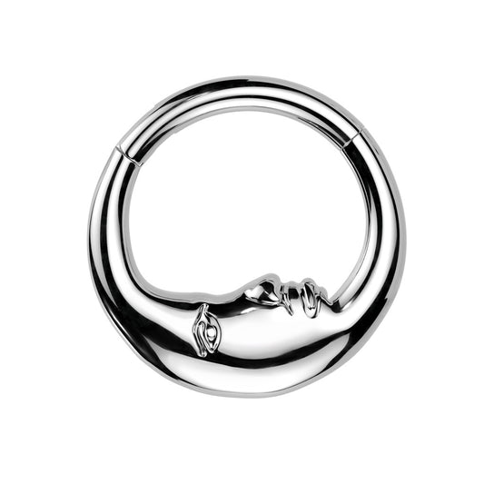 Moon Face Hinged Segment Clicker Ring - 316L Stainless Steel