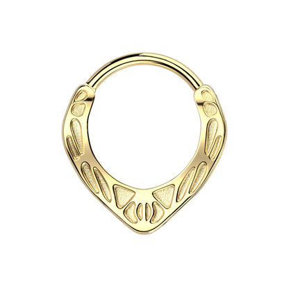 Pointed Tribal Design Hinged Segment Clicker Ring - 316L Stainless Steel