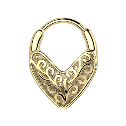 Tribal Heart Hinged Segment Clicker Ring - 316L Stainless Steel
