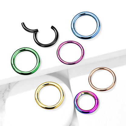 3/8" Hinged Segment Rings - Titanium Anodized Stainless Steel - Pair