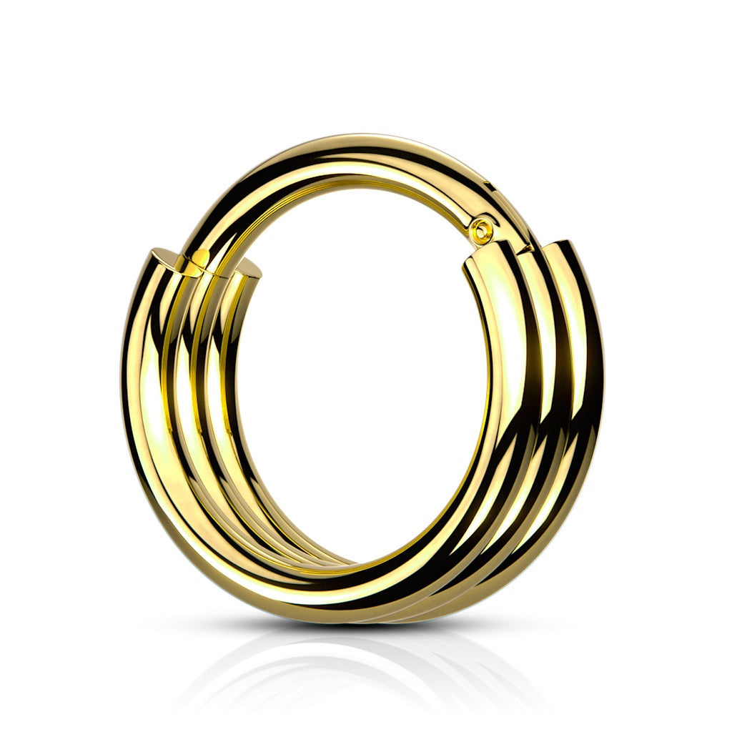 Triple Layered Hoops Hinged Segment Ring - 316L Stainless Steel