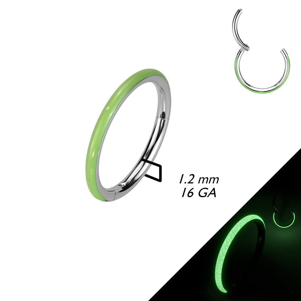 Glow in the Dark Lined Hinged Segment Ring - F136 Implant Grade Titanium