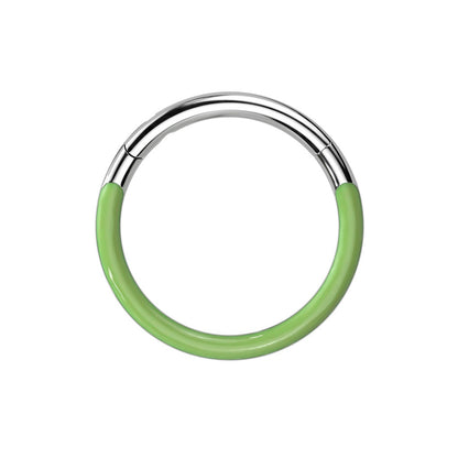 Front Facing Glow in the Dark Lined Hinged Segment Ring - F136 Implant Grade Titanium