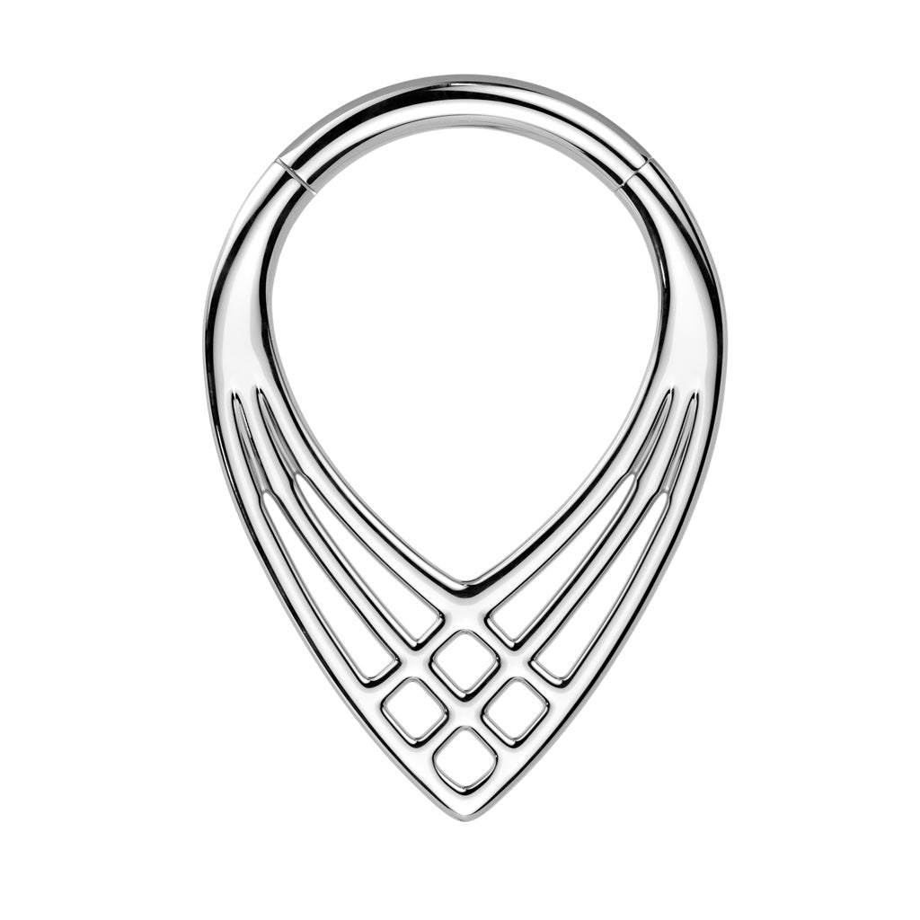 Triple Cross Pattern Weave Teardrop Shaped Hinged Segment Ring - ASTM F-136 Implant Grade Titanium