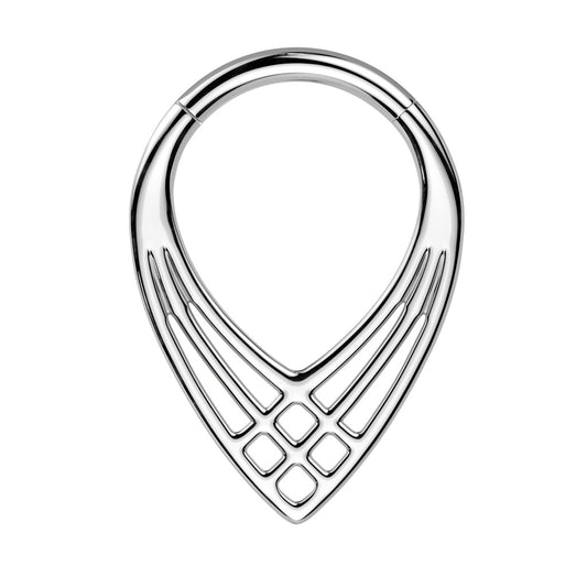 Triple Cross Pattern Weave Teardrop Shaped Hinged Segment Ring - ASTM F-136 Implant Grade Titanium