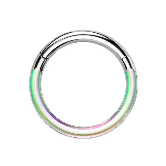 Illuminating Rainbow Front Hinged Segment Clicker Ring - ASTM F-136 Implant Grade Titanium