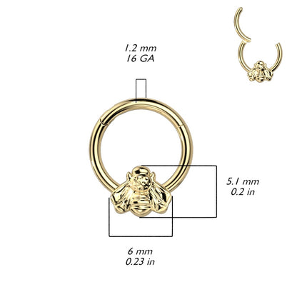 Front Facing Bee Hinged Segment Ring - G23 Implant Grade Titanium