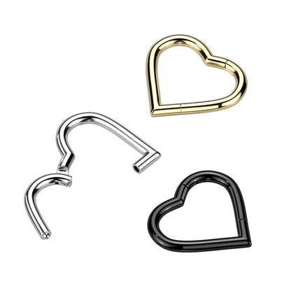 Heart Shaped Hinged Segment Ring - F136 Implant Grade Titanium