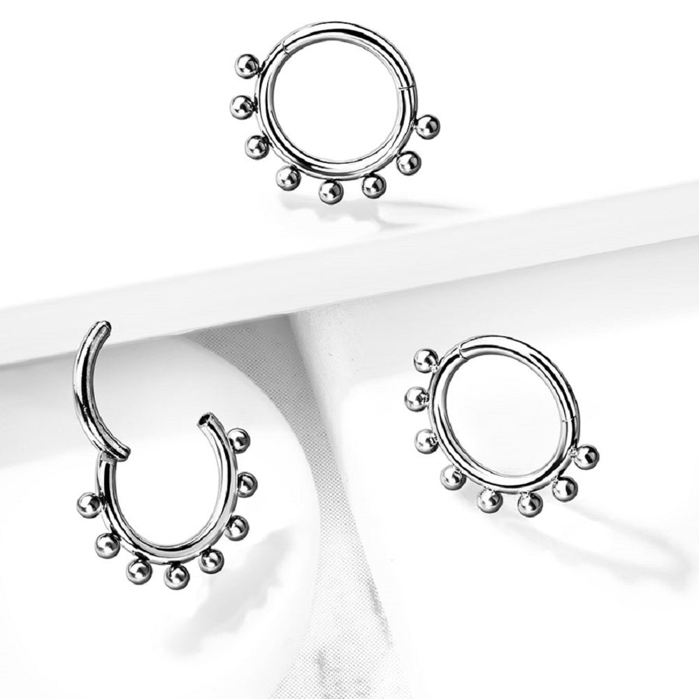 Ball Lined Hoop Cartilage Helix Daith Septum Hinged Segment Ring
 - G23 Implant Grade Titanium