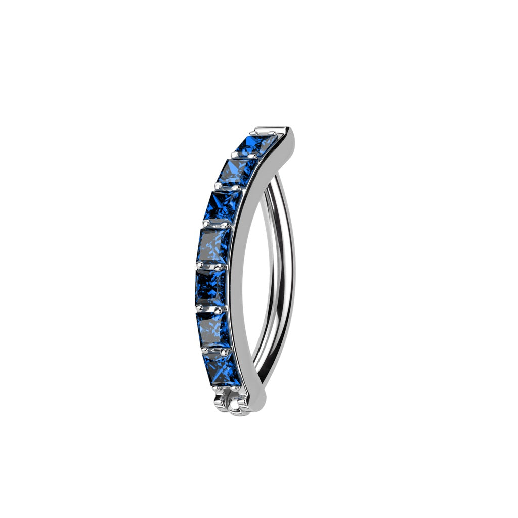 CZ Crystal Paved Hinged Curved Ring - F136 Implant Grade Titanium