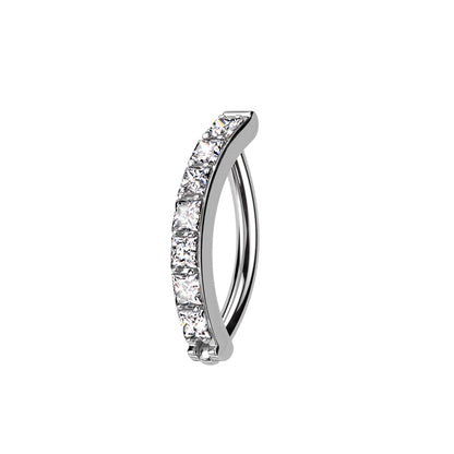 CZ Crystal Paved Hinged Curved Ring - F136 Implant Grade Titanium