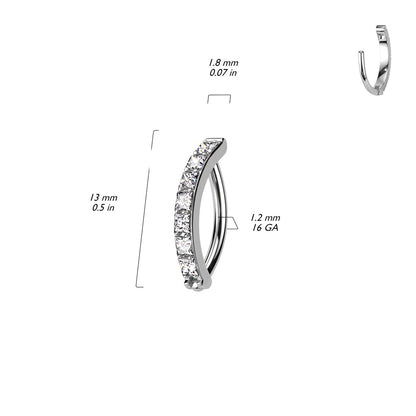 CZ Crystal Paved Hinged Curved Ring - F136 Implant Grade Titanium