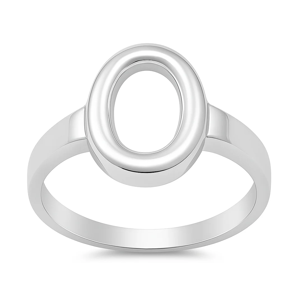 High Polish Open Oval Ring - 925 Sterling Silver