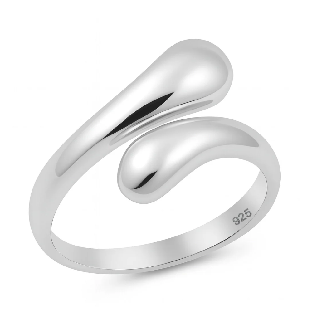 Open Teardrop Wrap Ring - 925 Sterling Silver
