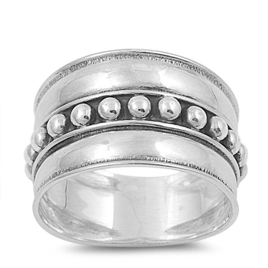 Beaded Bali Band Ring - 925 Sterling Silver