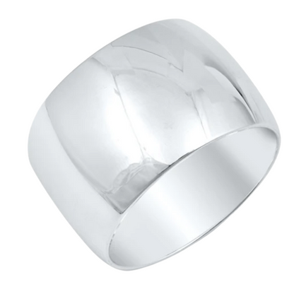 15mm Thick Wide Band Ring - 925 Sterling Silver