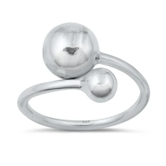 Double Ball Wrap Ring - 925 Sterling Silver