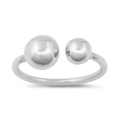 Double Ball Open Ring - 925 Sterling Silver