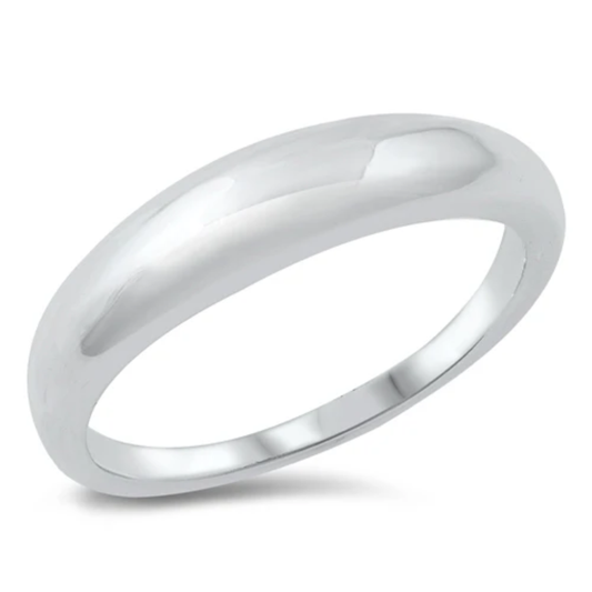Polished Thin Dome Ring - Rhodium Plated 925 Sterling Silver