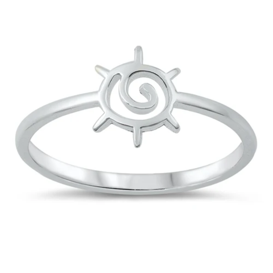 Spiral Sun Ring - Rhodium Plated 925 Sterling Silver