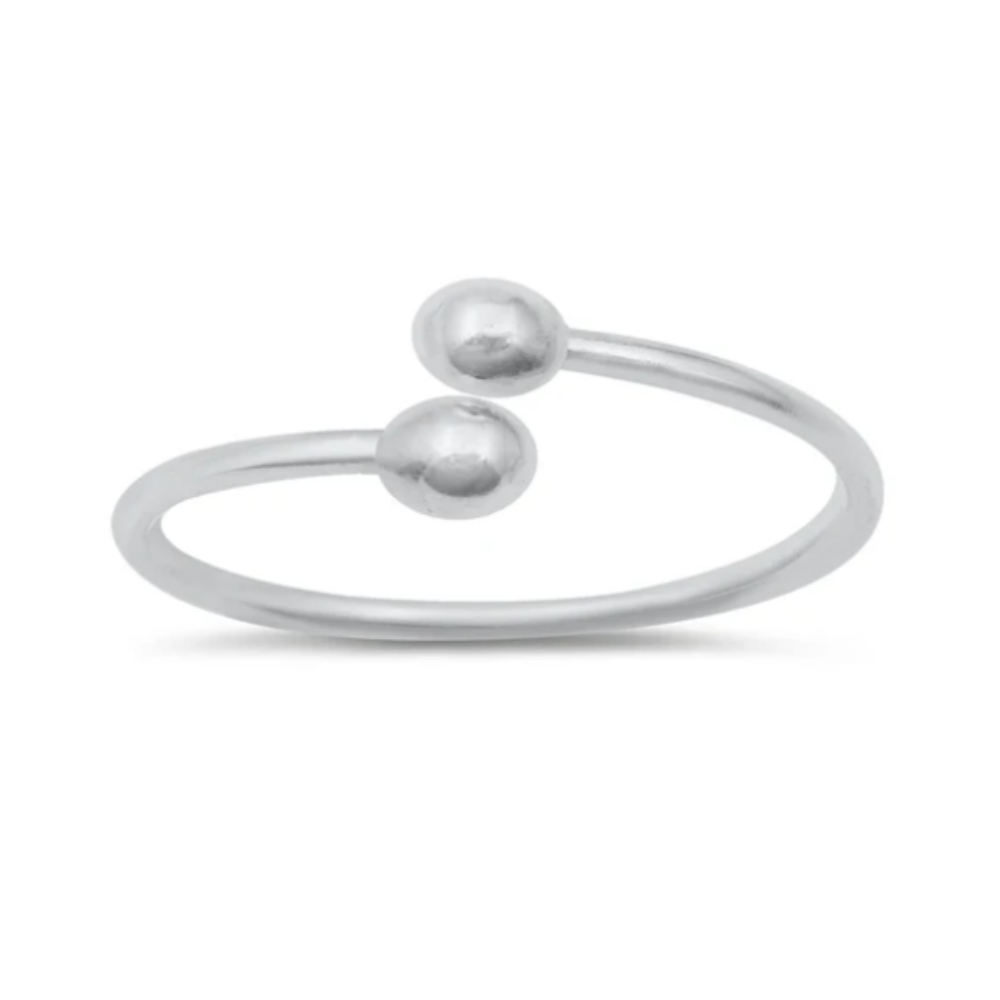 Ball End Spiral Wrap Ring - 925 Sterling Silver