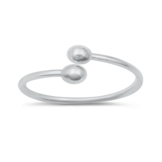 Ball End Spiral Wrap Ring - 925 Sterling Silver