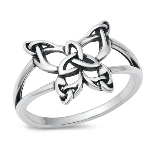 Celtic Butterfly Ring - Oxidized 925 Sterling Silver