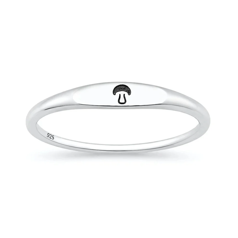 Mushroom Signet Ring - 925 Sterling Silver