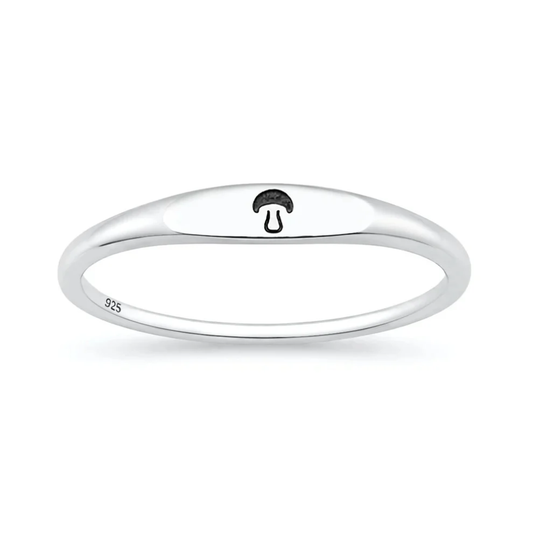 Mushroom Signet Ring - 925 Sterling Silver