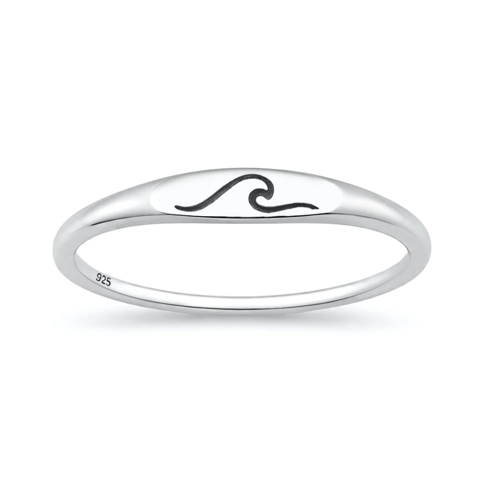 Ocean Wave Signet Ring - 925 Sterling Silver