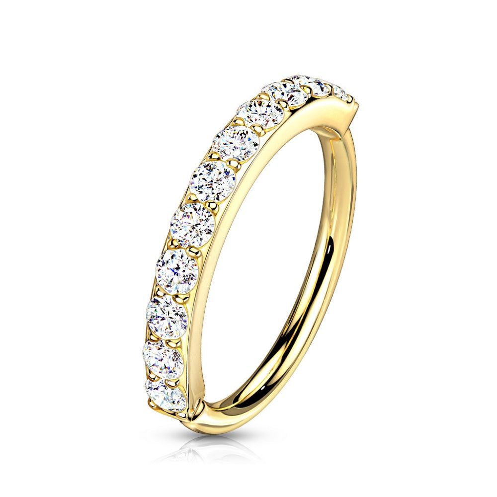 CZ Crystal Lined Half Circle Bendable Ring - Brass